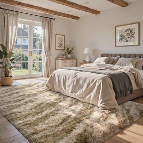 5x7 Feet Area Rugs for Living Room, Zebra Khaki Plush Fluffy Shaggy Bedroom Rugs Non-Slip, Ultra Soft Carpet for Nursery Kids PlayRoom Dorm Office Indoor - Image 3