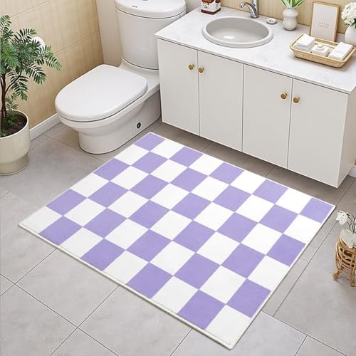 Terrug Purple and White Checkered Rug for Entryway, 2x3 Small Area Rugs - Image 4
