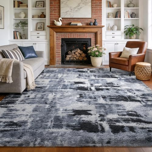 6x9 Large Fluffy Shaggy Area Rugs Non-Slip for Living Room Tie-Dyed Blue by Unknown