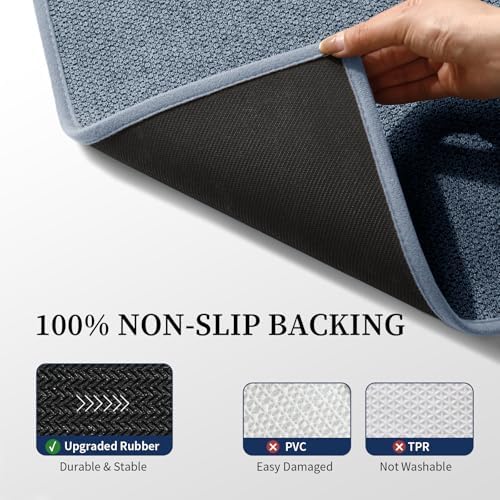 YIHOUSE Navy Blue Bathroom Rugs Sets 4 Piece, Quick Dry Thin Bath Mat with Toilet Rug, Non Slip Absorbent Machine Washable, Bath Runner Rugs for Bathtub Sink Home Decor - Image 5