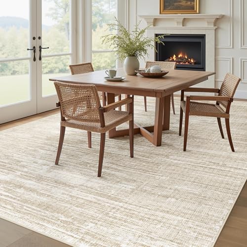 Living Room Rugs 8x10: Washable Moroccan Geometric Boho Rug Farmhouse Non Slip Stain Resistant Large Rug Low Pile Soft Carpet for Bedroom Dining Room Children Room (Camel,8'x10') - Image 2