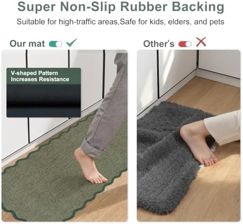 KIMODE Kitchen Rugs and Mats Set of 3 Scalloped Kitchen Runner for Floor - Image 4
