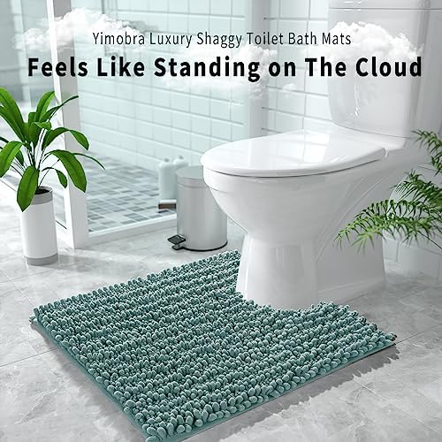 Yimobra Toilet Rug U Shaped Washable 24x20 Inch - Ultra Soft Absorbent Chenille Bath Rugs for Toilet, Quick Dry & Machine Washable, Non Slip Contour Bathroom Mat, Grayish Green - Image 6