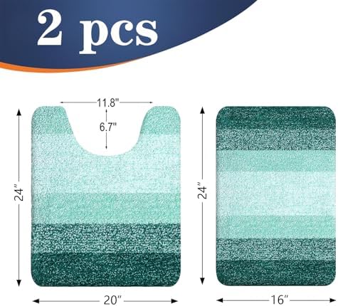 OLANLY Micorfiber Bathroom Rug Set 2 Piece, Soft Bath Mats, Blackish Green - Image 2