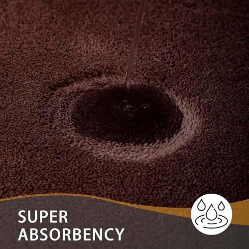 MINIDEAR Toilet Rugs 24x20 - U Shaped Dark Brown Thick Memory Foam Contour Rugs,Ultra Soft & Plush Fluffy, Non-Slip, Quick Dry, Absorbent Washable Floor Microfiber Mat for Home Decor Accessories - Image 4