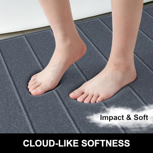 Memory Foam Bath Mat 24" x 16", Ultra Soft Absorbent Bathroom Rug Non Slip, Machine Washable Bath Rug for Bathroom, Shower and Tub,Dark Gray - Image 4