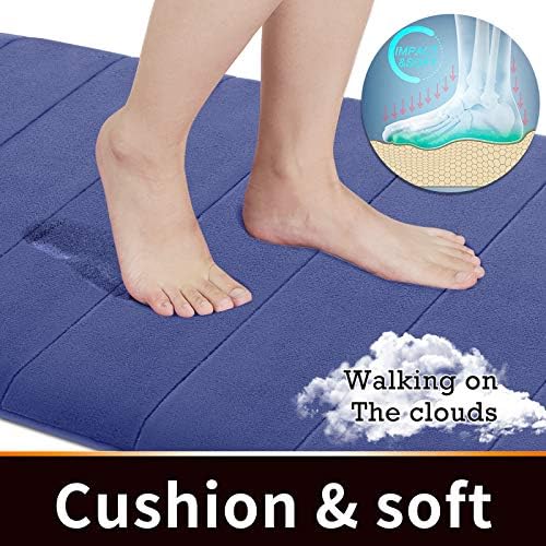 Yimobra Bathroom Runner Rugs 72"x24" Non Slip Washable Memory Foam Bath Mat, Super Soft Water Absorbent Hallway Carpet for Vanity Tub Shower, Navy Blue - Image 3