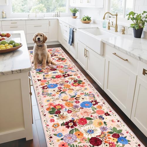 Blush Hallway Runner Rug 2x10 for Kitchen Bathroom by WelcometoBabovid