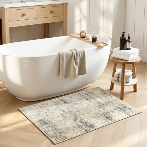 2x3 Area Rugs for Entryway Bathroom, Gold Abstract Kitchen Mats for Floor - Image 3