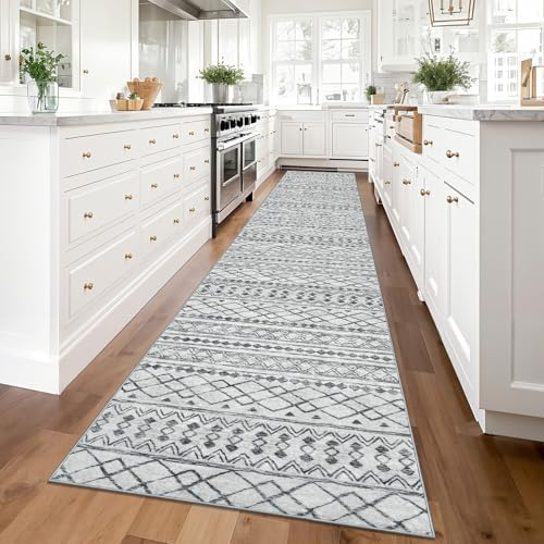 KUTA Long Hallway Runner Rug 2.6x14 Washable, Moroccan Vintage Beige Boho - Image 3