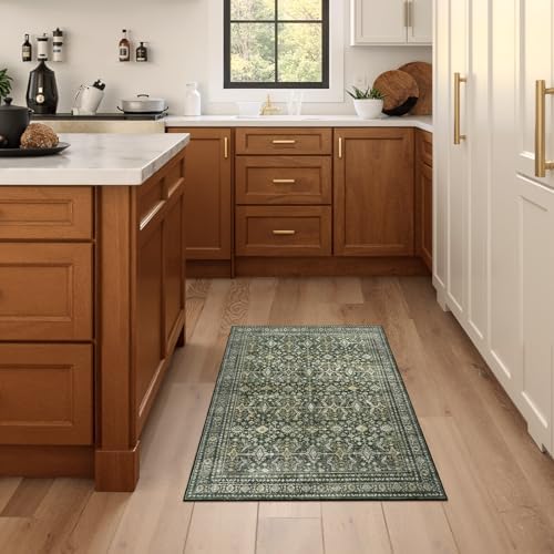 2x4 Area Rugs for Livingroom Entryway Bathroom, Washable Kitchen Mats,Green - Image 4