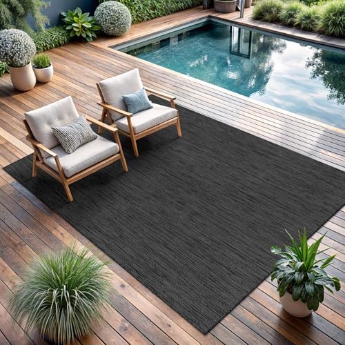 CAMILSON Outdoor Rug 6x9 Modern Area Rugs for Indoor and Outdoor Patios and Porches - Waterproof, Washable, Non-Shedding, Easy-to-Clean Outside Carpet (6 x 9, Solid - Dark Gray) - Image 3