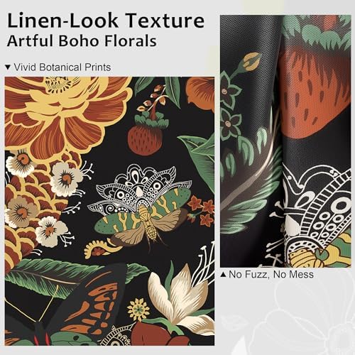 Tyrot Vintage Black Boho Floral 3x5 Washable Area Rug Flat Woven Ultra-Thin Low Pile Botanical Rugs Non-Slip Indoor Rug for Bedroom, Entryway, Kitchen, Dorm, Kids Room, Nursery - Image 3