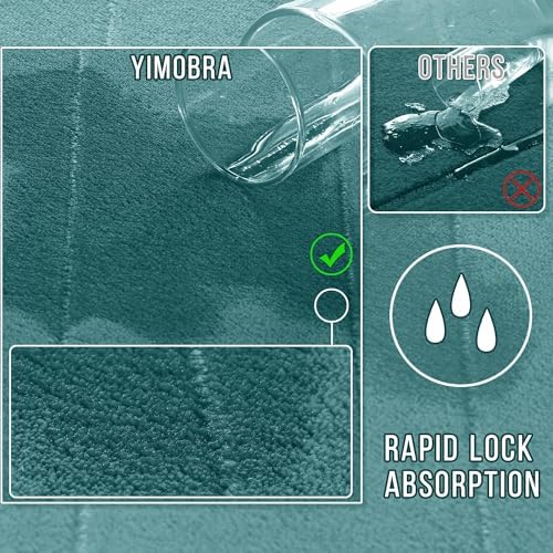Yimobra Teal Bath Mat 31.5x20 Inch, Super Soft Absorbent Memory Foam Bathroom Rug Non Slip, Quick Dry, Machine Washable Floor Carpet for Tub Shower, Home Decor Accessories - Image 4