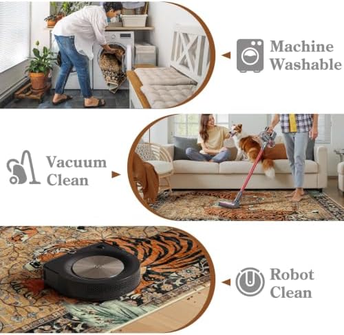 Moynesa Tiger 6x9 Rug, Washable Large Rugs for Living Room, Vintage Non Slip Boho Bedroom Area Rug, Ultra Thin Soft Indoor Floor Carpet for Dining Room Home Office, Camel - Image 4