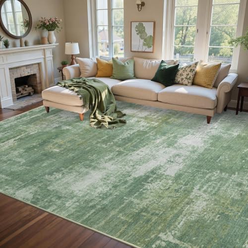 6x9 Ft Abstract Washable Area Rugs for Living Room Green - Image 3