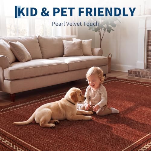 GarveeHome Scalloped Washable Runner Rug 2x10 Non Slip Kitchen Rugs, Red - Image 5