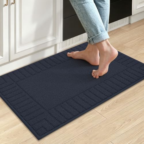 BEQHAUSE Kitchen Rugs 20"x30", Non Slip Washable Kitchen Mat, Navy Blue by BEQHAUSE