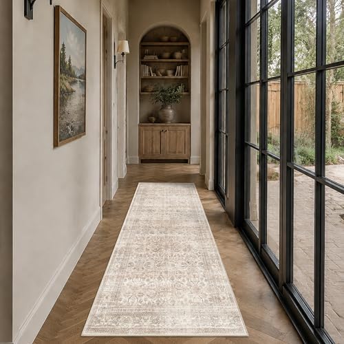 Schweek 3x7 Hallway Runner Rugs Washable Non Slip Kitchen Runners Beige by Schweek