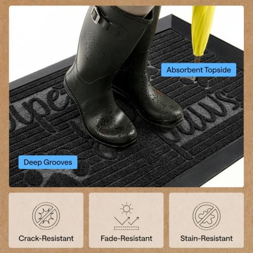 GORILLA GRIP WeatherMAX Door Mat, Indoor Outdoor Use, 29x17, Black Paw - Image 4