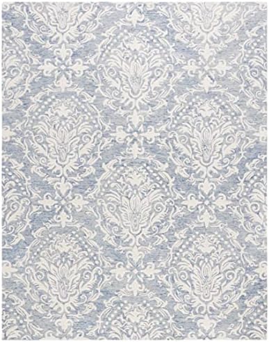 SAFAVIEH Blossom Collection 10' x 14' Blue/Ivory BLM107B Handmade Premium Wool Living Room Dining Bedroom Area Rug - Image 3