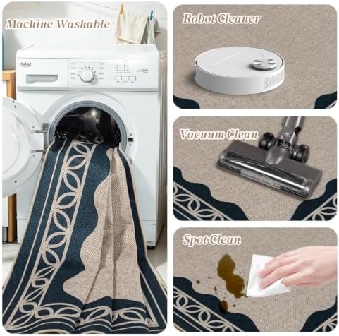 8×10 Easy Jute Rug Washable Rugs Low Pile Indoor Farmhouse Neutral Non Slip Rug Modern Carpet Door Mat for Backyard Bedroom Kitchen Porch Patio Black - Image 7