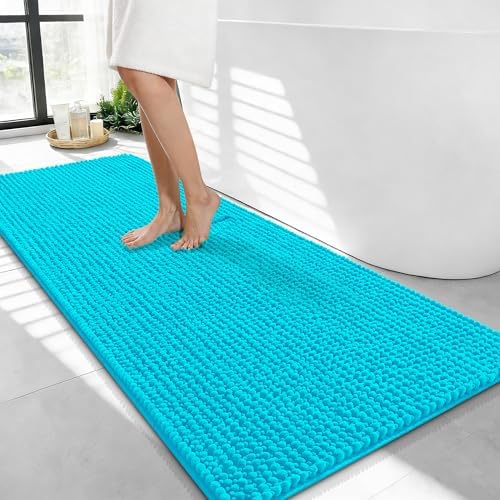 OLANLY Thick Chenille Bathroom Runner Rugs Mats 44x24, Aqua Sky by OLANLY