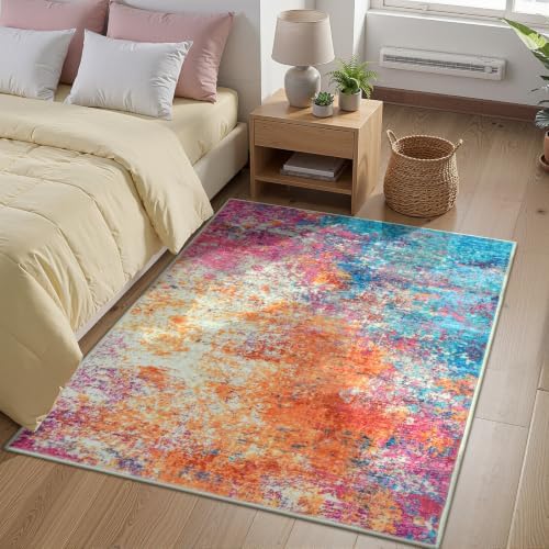 Rugflix 3x5 Washable Area Rug, Colorful Rainbow Rug for Entryway - Image 3