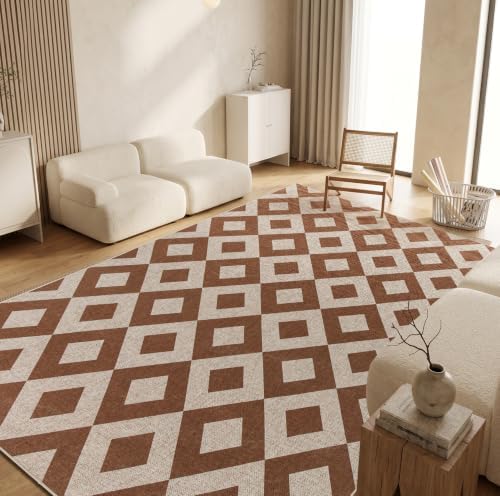 8×10 Easy Jute Rug Washable Rugs Low Pile Indoor Farmhouse Neutral Non Slip Rug Modern Carpet Door Mat for Backyard Bedroom Kitchen Porch Patio Brown by Unknown