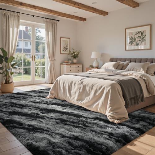 4x6 Feet Area Rugs for Bedroom, Zebra Black Plush Fluffy Shaggy Living Room Rugs Non-Slip, Ultra Soft Carpet for Nursery Kids PlayRoom Dorm Office Indoor - Image 2