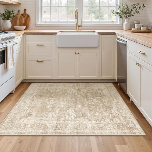 Madane 3x4 Area Rugs for Entryway, Washable Neutral Soft Rugs Beige/Brown - Image 3