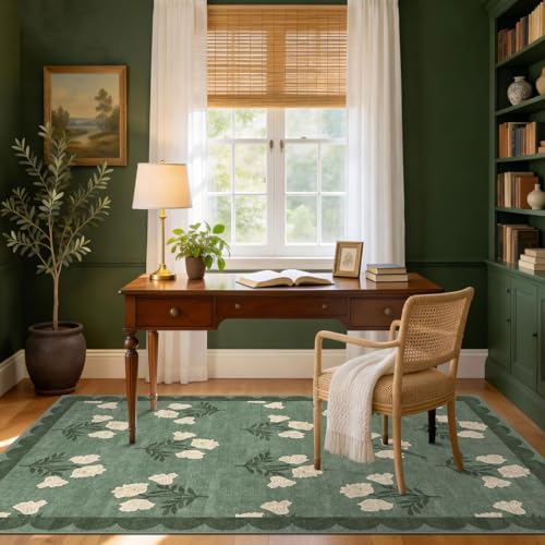 4x6 Boho Bedroom Rug - Sage Green Soft Washable Entry Rug Non Slip - Image 5