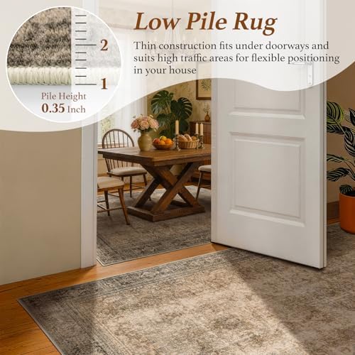LIANLAM 2x3 Washable Area Rug, Vintage Boho Traditional Pattern, Non-Slip Stain Resistant Rug for Living Room Bedroom(2x3,Brown/Boho) - Image 7