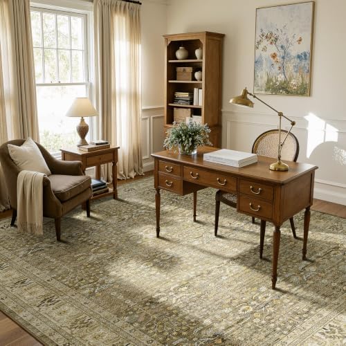 Lofus 9x12 Washable Area Rug for Living Room, Non-Slip Brown Boho Carpet - Image 6