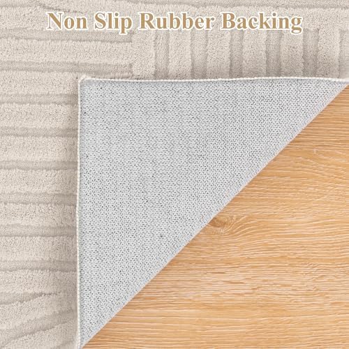 Pauwer 9x12 Area Rugs for Living Room, Modern Non Slip Washable Rug, Beige - Image 4