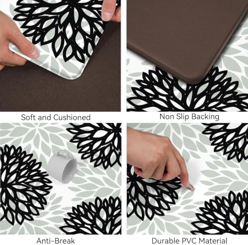 Kitchen Mats Set of 2 Cushioned Anti Fatigue Kitchen Rugs Non Slip Waterproof Runner Memory Foam Kitchen Floor Mat Comfort Standing Mat for Sink, Office, Laundry, Black Gray - Image 4