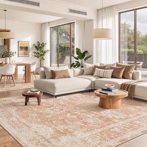 Madane Washable 6x9 Area Rugs for Living Room, Soft Rug Jasper Orange by Madane