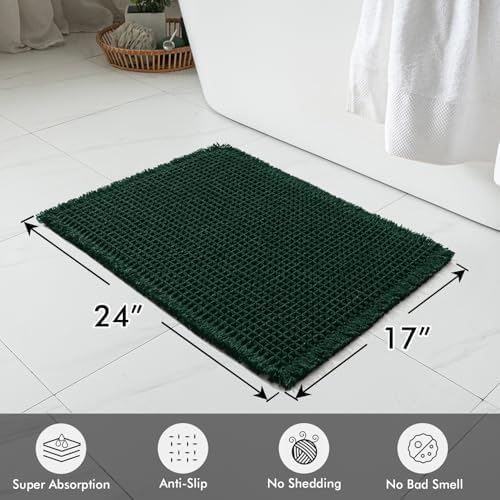 MIULEE Christmas Dark Green Set of 2 Waffle Bathroom Rugs 17x24 Inch - Image 2