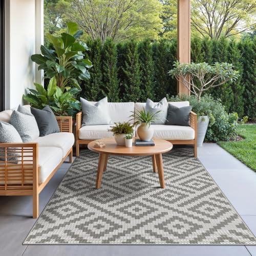 GENIMO Outdoor Rug, Waterproof Plastic Rugs for Patio, 5'x8' Cloud Grey - Image 7