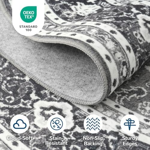 Lessymo 8x10 Area Rugs Living Room, Washable Bedroom Large Rug, Grey White - Image 3