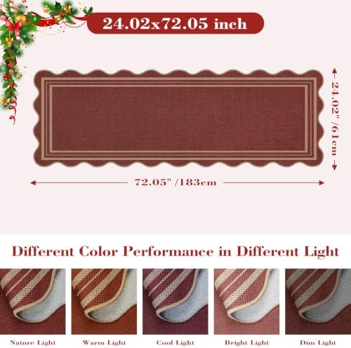 Scalloped 2x6 Christmas Runner Rug, Washable Rugs for Entryway Non Slip Outdoor Indoor Red Hallway Kitchen Rug, Farmhouse Morden Carpet for Entry Bedroom Laundry - Image 2