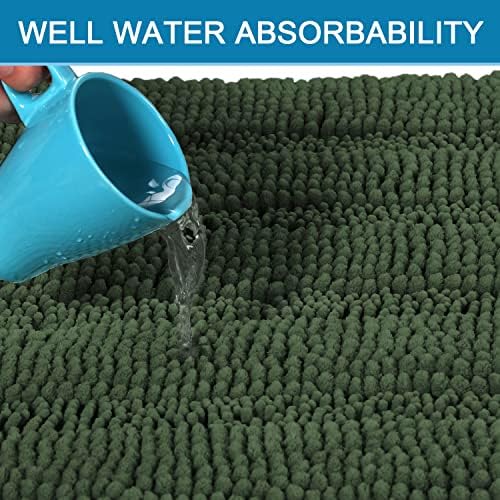 H.VERSAILTEX Bathroom Rugs Bath Rug Set 2 Piece Bathroom Contour Rug Toilet Mat Sets Non Slip Contour Bath Rug Ultra Thick Water Absorbent Striped Bath Mats(36" x 24" Plus 20" x 24" U, Bronze Green) - Image 5