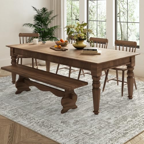 6x9 Beige Brown Washable Area Rug for Living Room, Vintage Print - Image 3