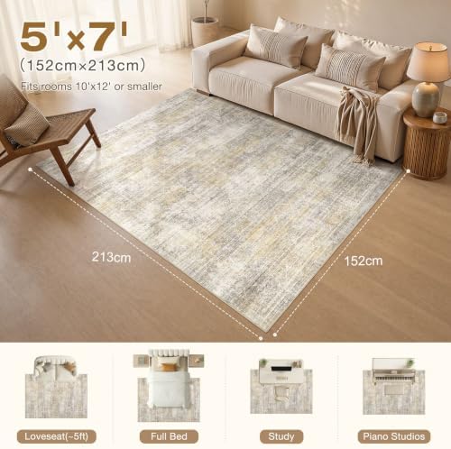 cotiled Boho 5x7 Area Rugs for Living Room: Soft Moroccan Washable Rug - Image 2