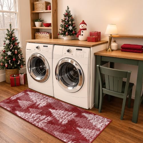 Madane Christmas Runner Rug 2x5 for Kitchen, Washable Soft Hallway Rug Red - Image 4