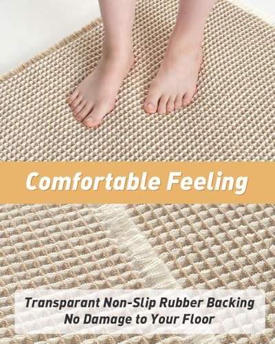 Upgraded Waffle Bath Mat Set of 2 Absorbent Non Slip Bathroom Mat 17" x 24" - Image 3