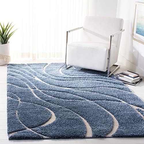SAFAVIEH Florida Shag Rug 4'x6', Soft Plush Light Blue & Cream SG471-6011 - Image 2