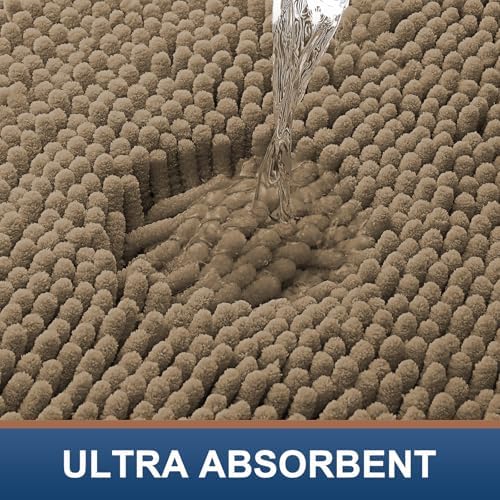 Smiry Bathroom Rugs 50X30, Luxury Chenille Extra Soft Absorbent Bath Mat - Image 4
