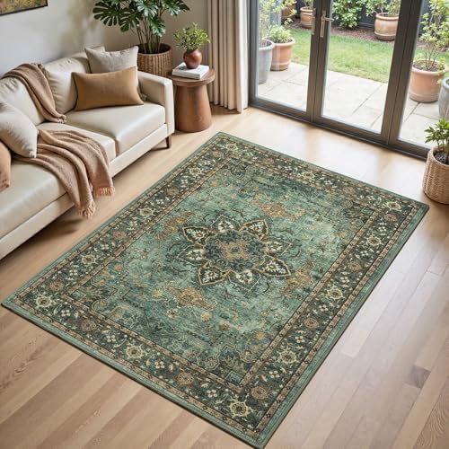 Lofus 3x5 Green Area Rugs for Bedroom Living Room, Vintage Boho Carpet by Lofus