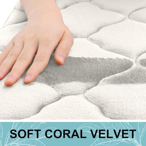 OLANLY Memory Foam Bath Mat Rug 30x20, Ultra Soft Bathroom Rugs, Cream - Image 2